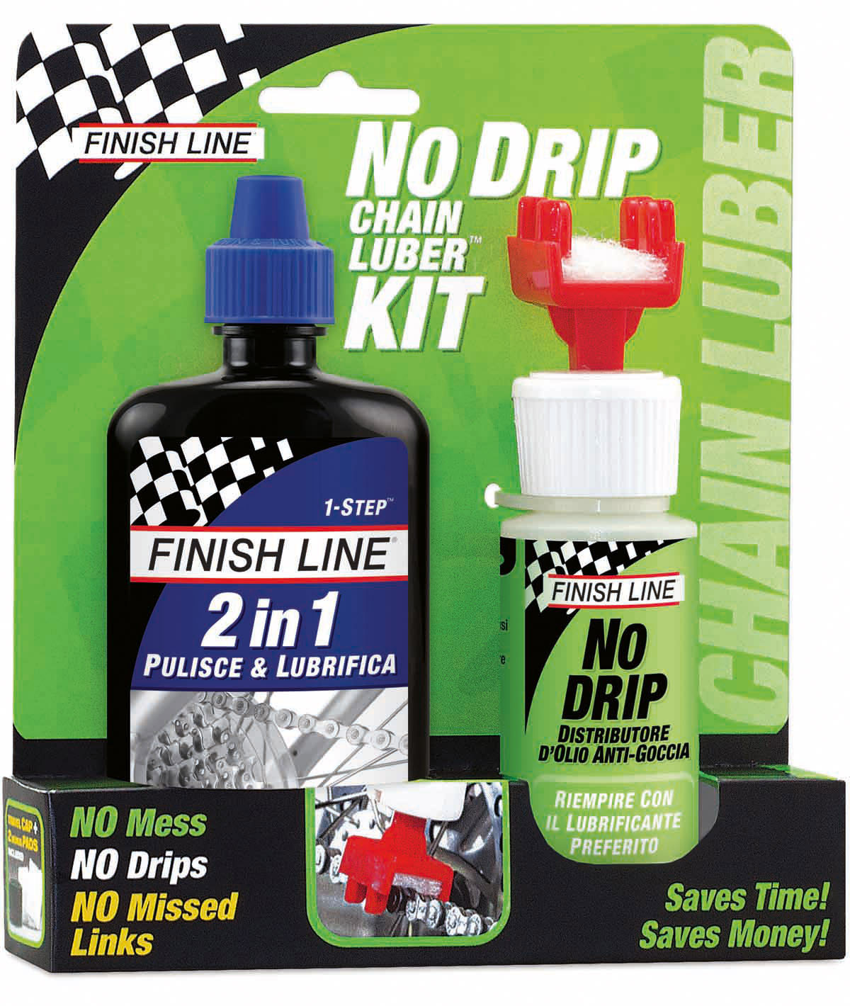 Finish Line - Kit No Drip Chain Luber + Lubrificante E Pulente 2 In 1 A  Goccia 120ml (fin117) - Sessantallora