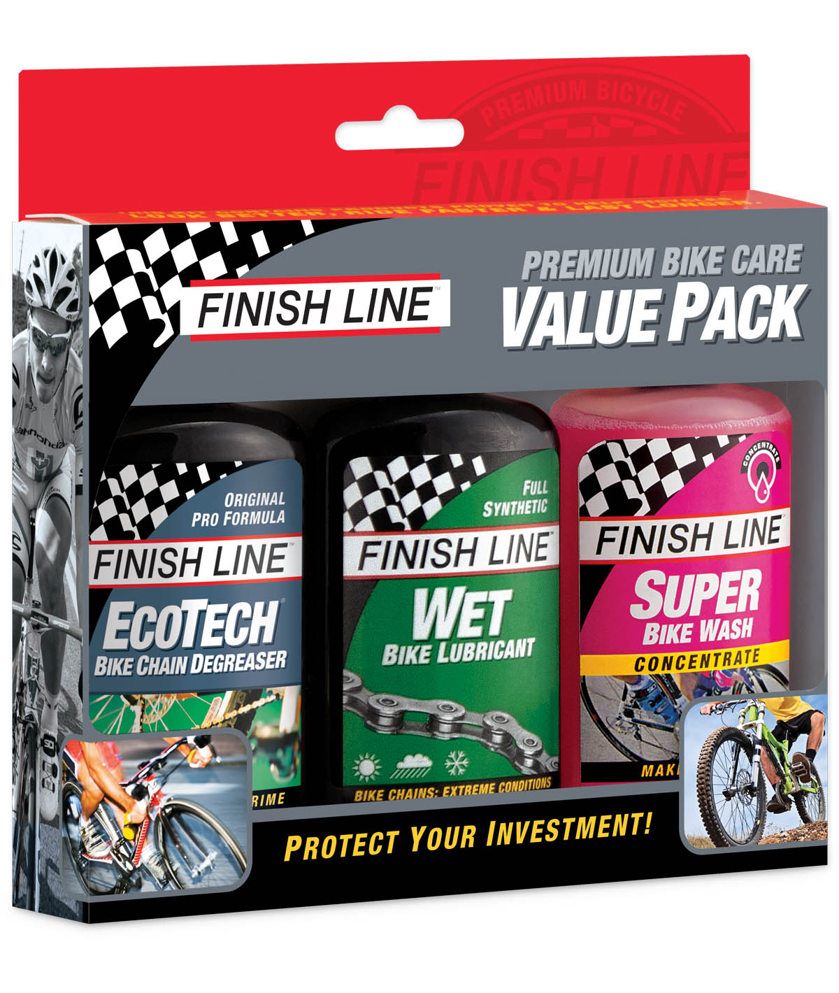 Finish line - Value Pack - 3 Prodotti Da 120ml: Ecotech + Wet + Super Bike Wash
